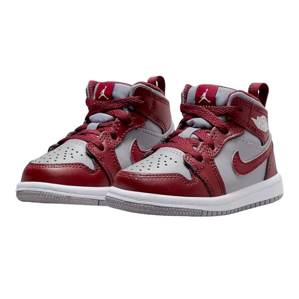 Nike Air Jordan 1 Mid Sneaker DQ8425 615 Cherrywood Red Grey Toddler Size 9C